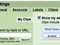 Gmail web clips
