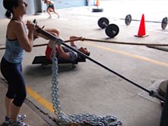 Russian barbell twist with chains Russian barbell twist with chains
