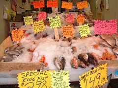 Fishmonger in Philadelphia's 9th Street Italian Market. Photo © Joy Gant.